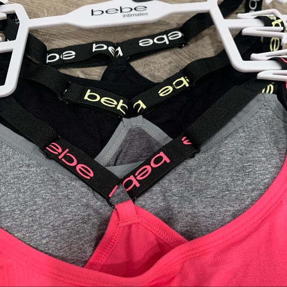 NWT Bebe 3Pack Seamless Sports Bras Pink Black - Picture 5 of 5